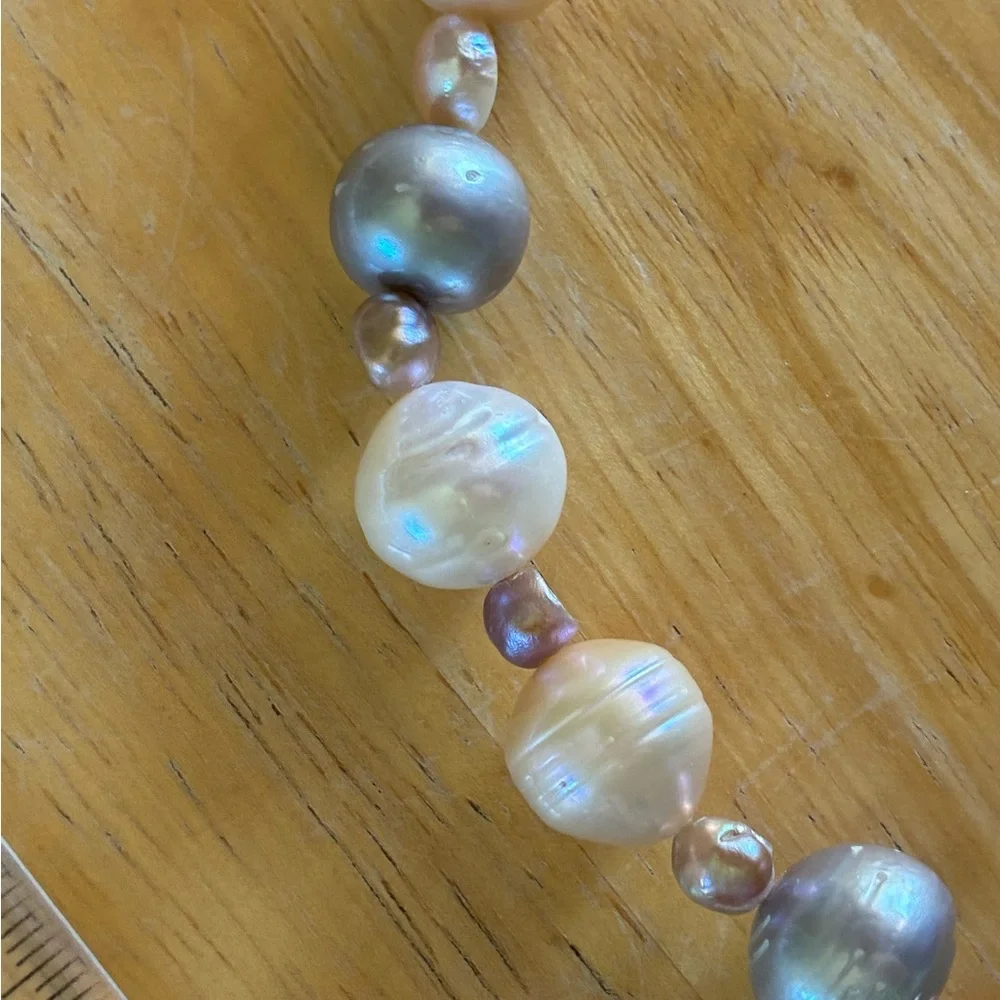 Beautiful Genuine Baroque Pearl Freshwater Necklace App. 32”